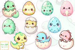 Cute Baby Dinosaurs Clipart, Kawaii Dino Graphics, Cute Dino Product Image 2