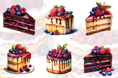 Watercolor Berries Cakes Clipart, Raspberry Cakes Graphics Product Image 2
