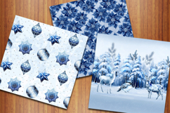 Blue Winter Christmas Digital Papers, Cold Xmas Backgrounds Product Image 2