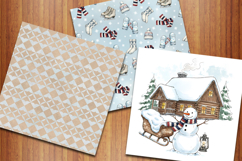 Watercolor Cozy Winter Seamless Patterns, Winter Backgrounds Product Image 2