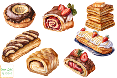 Watercolor Pastry Clipart, Desserts Graphics PNG, Sweet Food Product Image 2