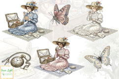 Edwardian Spring Picnic Clipart, Vintage Spring Graphics Product Image 2