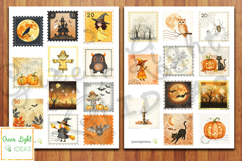 Halloween Postage Stamps Collage Sheet, Spooky Junk Journal Product Image 2
