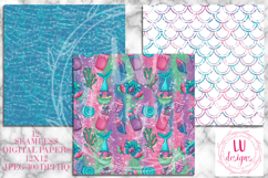 Mermaids Seamless Patterns, Sea Backgrounds, Fish Scales Product Image 2