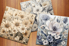 Minimal Neutral Flowers Digital Papers, Botanical Background Product Image 2