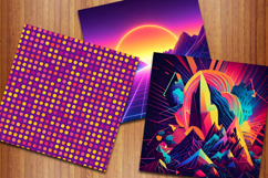 Retro 80s Digital Papers, 80s Memphis Patterns, Neon Lights Product Image 2