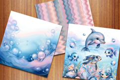 Sea Animals Digital Papers, Ocean Backgrounds, Under The Sea Product Image 2