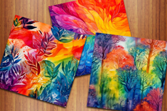 Tie Dye Botanical Digital Papers, Batik Printable Background Product Image 2