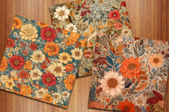 Vintage Cottage Fall Flowers Digital Papers, Floral Papers Product Image 2