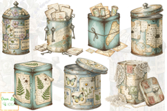 Vintage Shabby Tins Clipart, Antique Floral Cans Designs Product Image 2