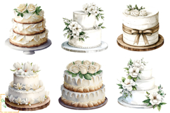 White Wedding Cakes Clipart, Watercolor Wedding Graphics PNG Product Image 2