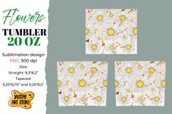 Flower tumbler sublimation design. Chamomile with Gold Product Image 2