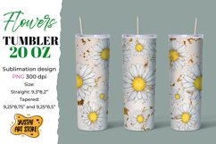Flower tumbler sublimation design. Chamomile with Gold Product Image 1