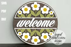 Daisies Welcome Sign SVG | Summer Door Hanger | Floral Sign Product Image 1
