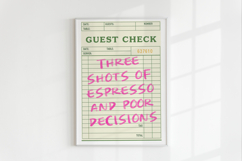 Funny Guest Check PNG Vintage Diner Style, Sublimation PNG. Product Image 3