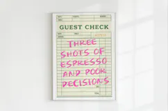 Funny Guest Check PNG Vintage Diner Style, Sublimation PNG. Product Image 3