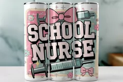 School Nurse Tumbler Wrap PNG Sublimation Design Product Image 1