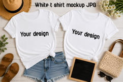 White T-Shirt Summer Mockup JPG Product Image 1