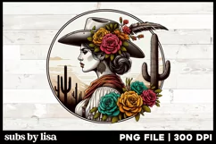 Western Cowgirl Sublimation Design PNG Product Image 1