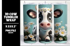 3D Cow Tumbler Sublimation Wrap Design PNG Product Image 1