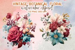 Vintage Botanical Floral Watercolor Clipart Product Image 3