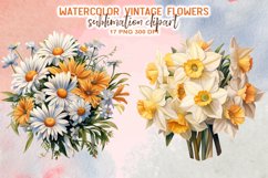 Vintage Flowers Watercolor Clipart Product Image 3