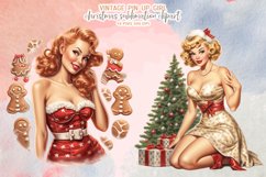 Vintage Pin-Up Christmas Girl Sublimation Clipart Product Image 3
