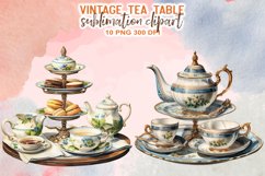 Vintage Tea Table Sublimation Clipart Product Image 3