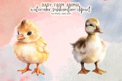 Watercolor Baby Farm Animals Sublimation Clipart Product Image 3