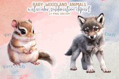 Watercolor Baby Woodland Animals Sublimation Clipart Product Image 3