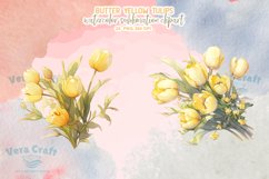 Watercolor Butter Yellow Tulips Sublimation Cliparts Product Image 3