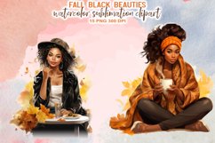 Watercolor Fall Black Beauties Sublimation Clipart Product Image 3