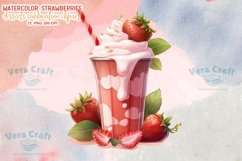 Watercolor Strawberries Desserts Sublimation Clipart Product Image 3