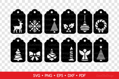 12 Christmas Gift Tags SVG Bundle, Papercut Tag Templates Product Image 2