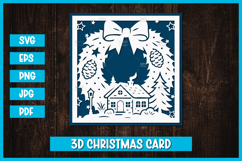 Christmas Greeting Paper Cut Card I Christmas Card SVG Product Image 1