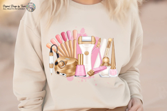 Nail Tech Sublimation PNG White Pink Gold Beauty Design Product Image 6