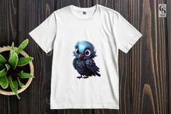 Cute Kawaii Raven Holding Heart Clipart Valentine PNG Product Image 2