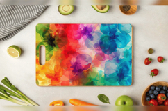Rainbow Alcohol Ink Floral Cutting Boards sublimation Design Product Image 3