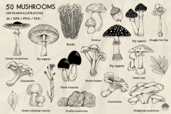 Mushrooms line art collection Svg Png Eps Product Image 3