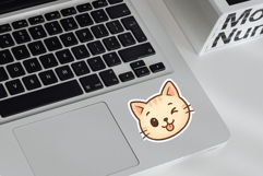 Cute Cat with 4 Emotions Kawaii Cat Faces Clipart Set PNG Product Image 2