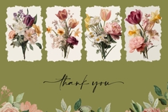 Vintage Flowers Towel Designs, Floral Kitchen Towel PNG Product Image 3