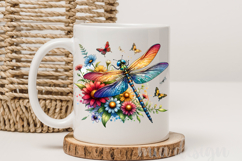 Dragonfly PNG - Floral Butterfly Sublimation Design Product Image 3
