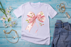 Pastel Pink Cherry Blossom Coquette Bow Clipart Product Image 3