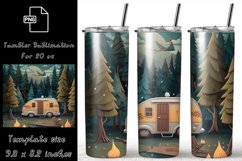 Camping 20 oz Tumbler Wrap Sublimation Product Image 1