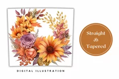 Flowers Tumbler Wrap Sublimation, Floral Wreath Tumbler PNG Product Image 3