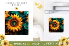 Floral Magnet Sublimation, Art Sunflowers Magnet Design Product Image 1