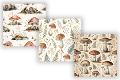 Mushroom Cottagecore Digital Paper Pack, Seamless Watercolor Product Image 3