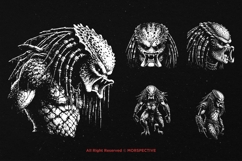 10 Bundle Dark Art Monster Predator Aliens Face Head Scary Product Image 5