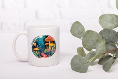 Neon Mushrooms Illustration, Cartoon Forest Illustration Product Image 3