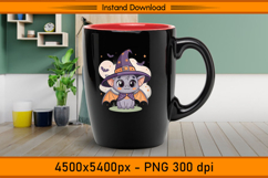 Cute Halloween Bat Witch Hat Sublimation Design PNG Product Image 3